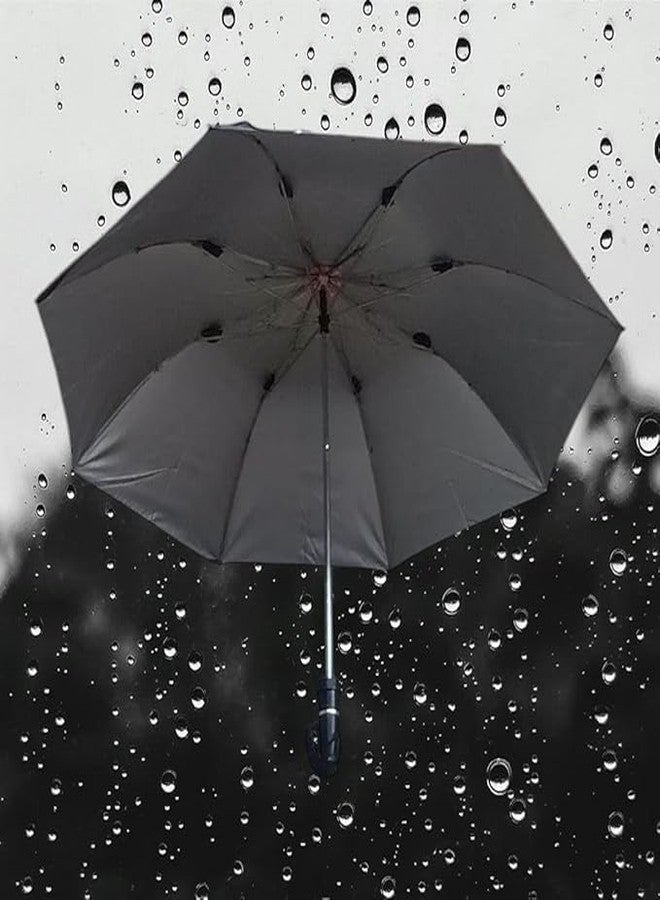 Ephemeral Full Black Umbrella For Men And Women | Windproof Travel 2Fold Umbrella For Rain | Manual Open And Close Umbrella Suitable For 1 Adult - Image 4
